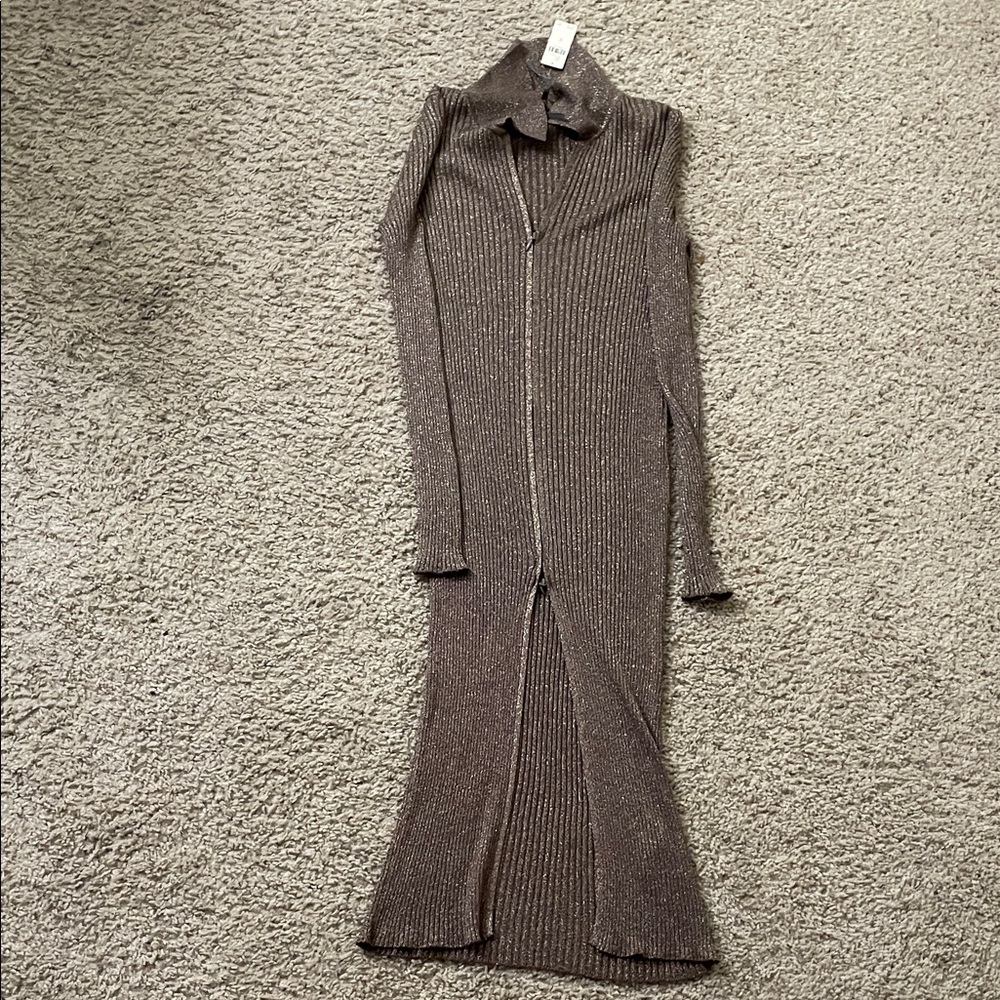 Anthropologie Chocolate Ribbed Knit Top